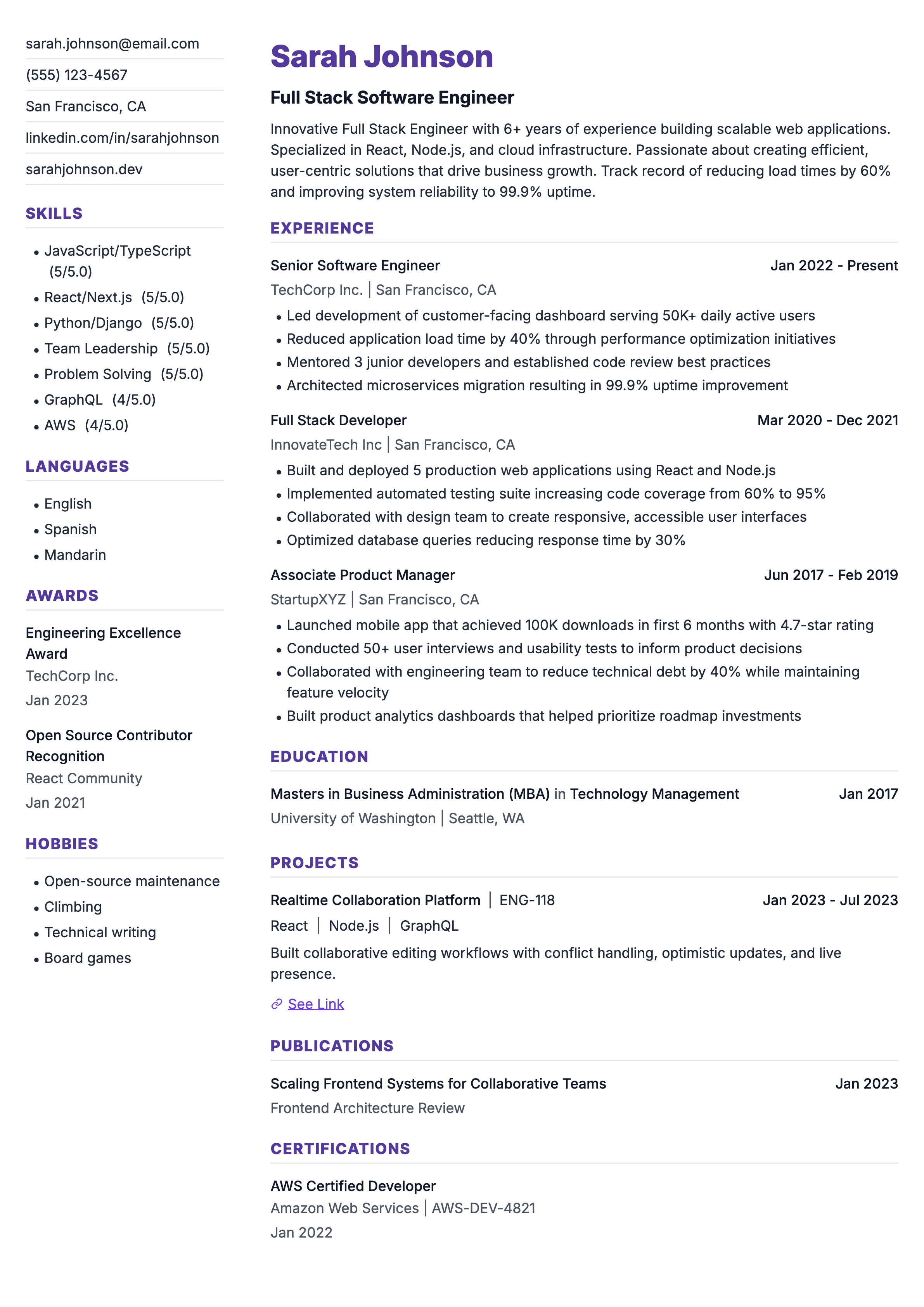 Professional resume templates