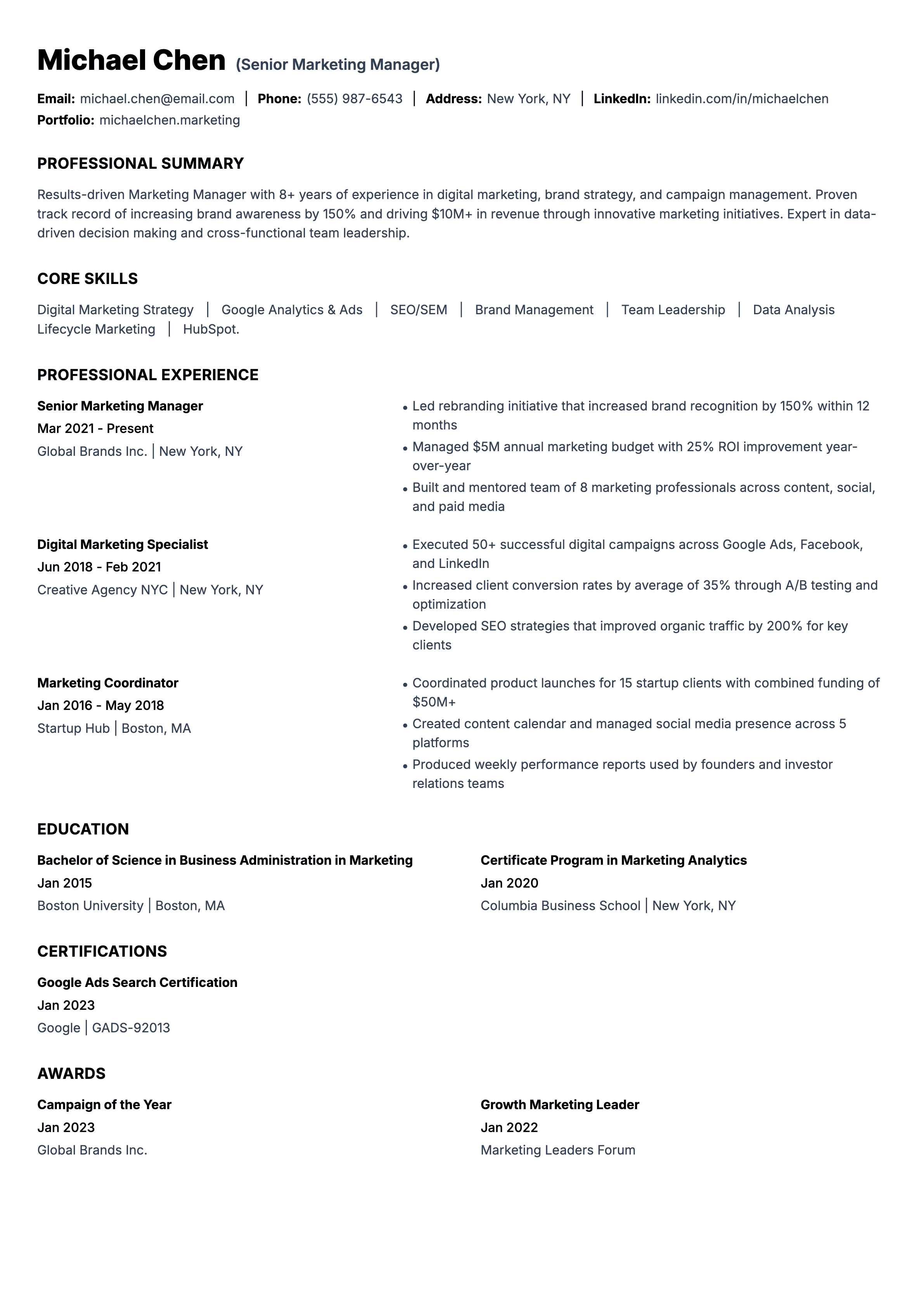Professional resume templates
